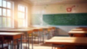 Docente de secundaria enseñando en el aula con alumnado en España