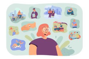 Diagrama de Visual Thinking con dibujos, colores y esquemas para organizar ideas