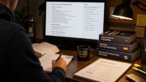 opositar y trabajar opositor estudiando después del trabajo en casa